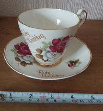 Argyle Bone China Ruby Wedding  Tea Cup & Saucer     [B4]