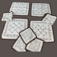 Set Vintage MCM Wool Tapestry Brown/Beige Placemats Retro 1950s Mid Century