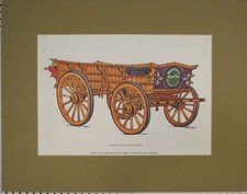 Original Old Antique Print Stubbs Wagon Northamptonshire C1895 Benfield Colour