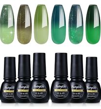 FairyGlo Color Gel Nail Polish Set 6pcs Green Addition, Soak Off Gel Polishes UV