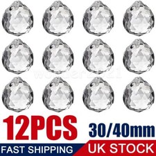 12PCS 30/40mm Hanging Crystal Ball Cut Glass Prism Sphere DIY Chandelier Pendant