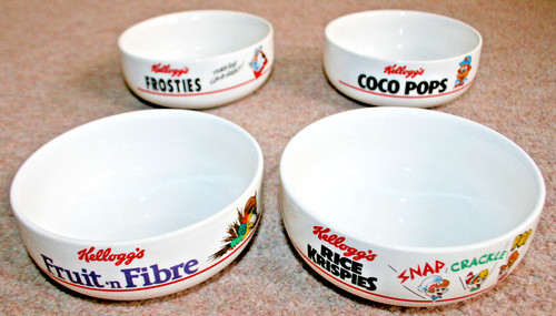 1987 kellogg cereal bowls - 4x, kellogg's