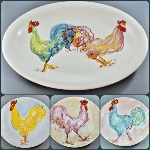 Vintage tiffany roosters - vintage,
