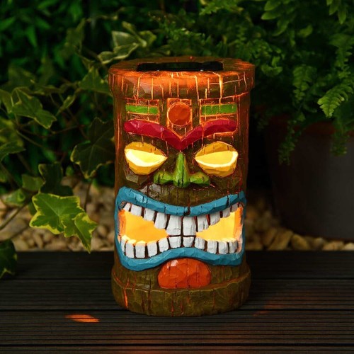Tiki head solar light with - tiki,