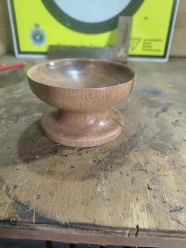 Hand turned pedestal bowl dish