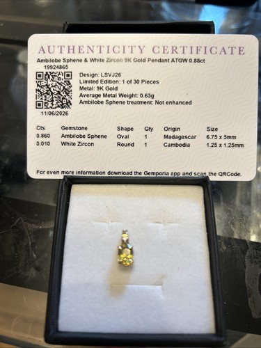 9ct amilobe sphene oval - 9ct,