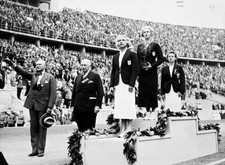 Olympics Berlin 1936 The medal ceremony for women's 3 metre spring- Old Photo