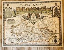 Large Old Map Barkshire , Berkshire England John Speed 53 X 41cm Lithograph .