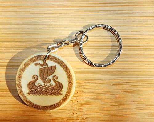 Viking ship wooden keyring - ship,,