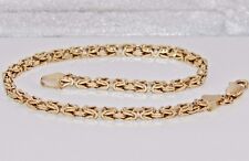 9ct Yellow Gold & Silver Solid Square Byzantine Link 7.5 inch Ladies Bracelet