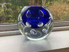 Rare HUGE 8.5KG MURANO VASE GLASS COBALT BULLICANTE CENTREPIECE GEODE GLOBE 7”