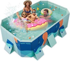 Foldable Paddling Pool – 2.23m Heavy-Duty Non-Inflatable Swimming Pool for Kids