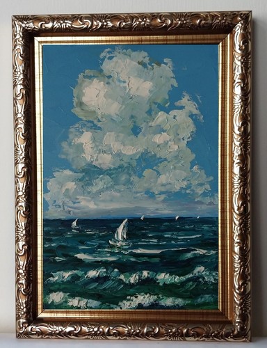 Framed sailboat art cloudy sky - sailboat,