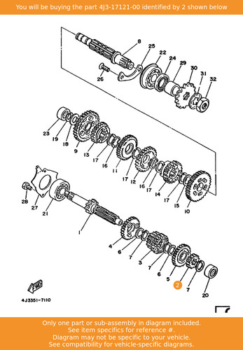 Yamaha gear 2nd - pinion, (15t)