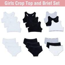 Girls Hipster & Crop Top Brief Set 3 Pack Training Bra Underwear 8-13 Years