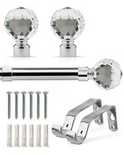 Extendable Curtain Poles with End Finials - 1.2m-2.1m/1.6m-3m Crystal
