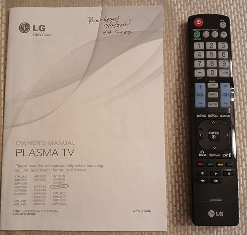 Plasma owner s manual - lg, owner's