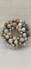 Christmas Garland Wreath Light Up Silver Gold Baubles Tinsel Centrepiece Hanging