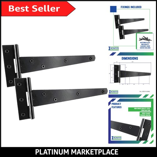 Pair black hinges - pair, 200mm