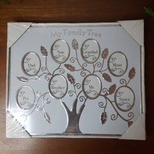 My Family Tree Photo Frame White & Silver Branch Design 11" x 9" holds 8 photos