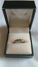 Emerald & Diamond Half Eternity Ring, 9ct Yellow Gold, Size J