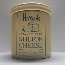Vintage Harrods Knightsbridge Ceramic Pot English Blue Stilton Cheese Yellow