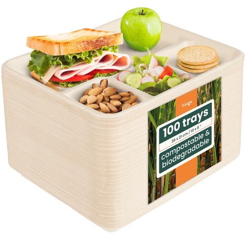 100 sugarcane compartment tray - sugarcane,
