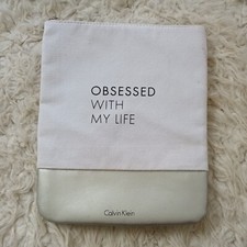 calvin klein bag obsessed with my life white silver Make Up Bag Pouch Case 