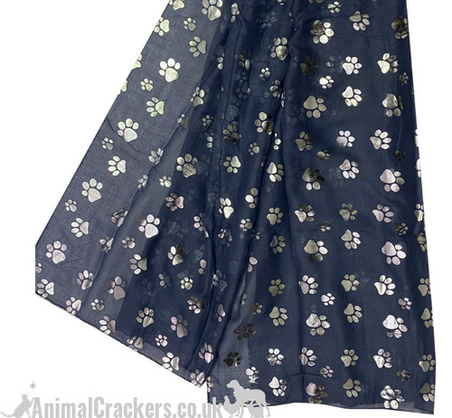 Paw print silver scarf ladies - silver,