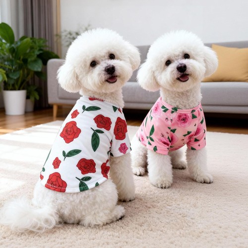 Floral print dog shirt vest - floral,