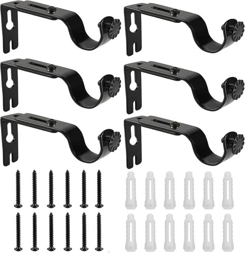 Curtain pole brackets - pole, black