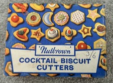 Vintage Nutbrown 6 Cocktail Biscuit Cutters, In Original Box