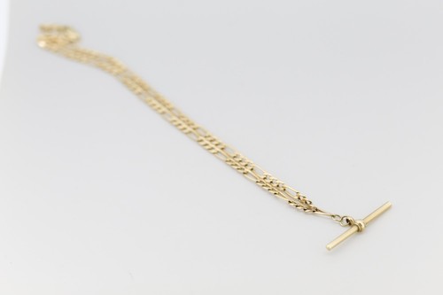9ct gold heavy bar figaro - t,
