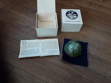 Orient and Flume Green Peacock Iridescent Paperweight 1979 with Paperwork
