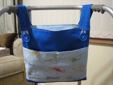 BAG FOR WALKING FRAME/ZIMMER FRAME 4 POCKET - BLUE - PLANES