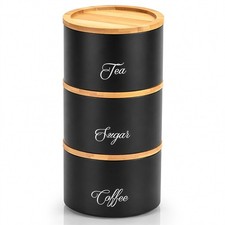Black stackable canisters with - stackable,