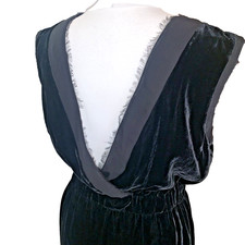 TOAST Black  Silk Velvet Frayed Edge Dress UK Size 14 Apron NEW?