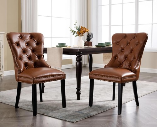 Leather dining chairs set 2 - leather,