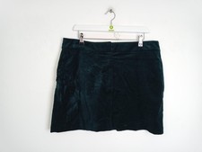 M&S Velvet Mini Skirt Emerald Green Size 16 Cotton Rich NEW F2