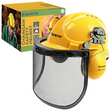 BLOSTM Chainsaw Safety Helmet Heavy Duty Steel Mesh Visor Protective Ear Yellow
