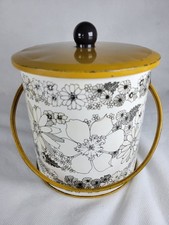 Vintage Baret Ware Biscuit Barrel Florals Floral Retro Kitsch Mustard Rare Prop