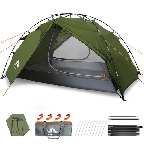 Night cat person camping - cat,