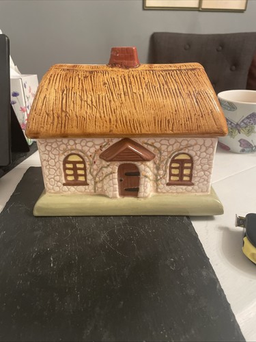 Vintage cottage biscuit barrel - cottage,