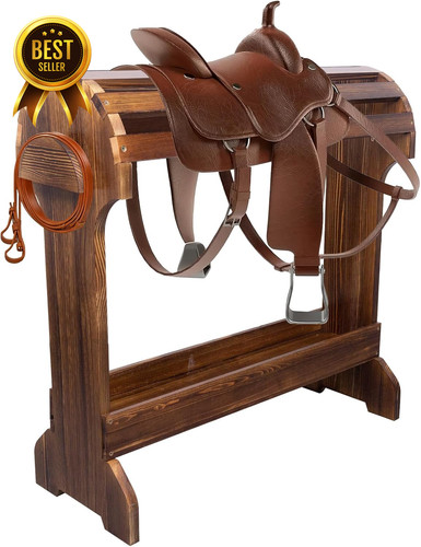 Large wooden saddle rack - saddle,