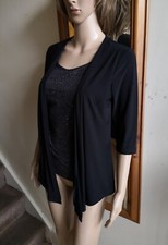 WOMENS BON MARCHE BLACK WITH SPARKLY FRONT INSERT FAUX CARDIGAN TOP SIZE 10