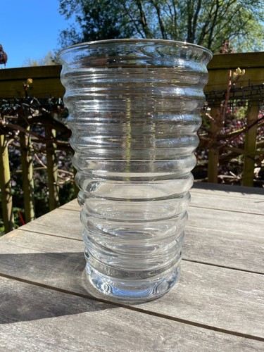 Large vintage clear glass vase - clear,