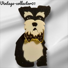 Modern Arcrylic Handmade BROOCH 3D Cute Schnauzer Dog Puppy Boxed BN Gift Broach