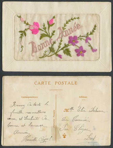 Ww1 silk embroidered old - embroidered,