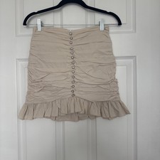 Zara cream ruched skirt with