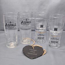 4 Pint Glasses * 2 x ASPALL CYDER  2 x STOWFORD PRESS CIDER * Man Cave Home Bar